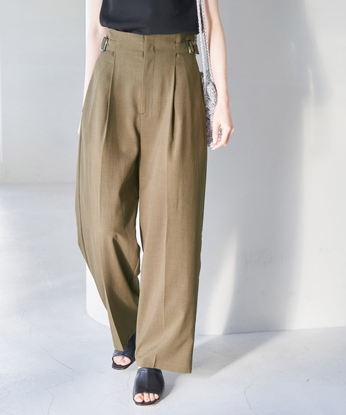 ROPE' PICNIC（ロペピクニック）の「セットアップ対応/麻調シアーハイウエストパンツ（その他パンツ・レディース・ベージュ/チャコールグレー/カーキ/ターコイズブルー・36/40/38）」の3枚目の写真