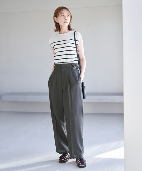 ROPE' PICNIC（ロペピクニック）の「セットアップ対応/麻調シアーハイウエストパンツ（その他パンツ・レディース・ベージュ/チャコールグレー/カーキ/ターコイズブルー・36/40/38）」の18枚目の写真