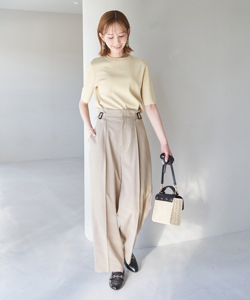 ROPE' PICNIC（ロペピクニック）の「セットアップ対応/麻調シアーハイウエストパンツ（その他パンツ・レディース・ベージュ/チャコールグレー/カーキ/ターコイズブルー・36/40/38）」の14枚目の写真