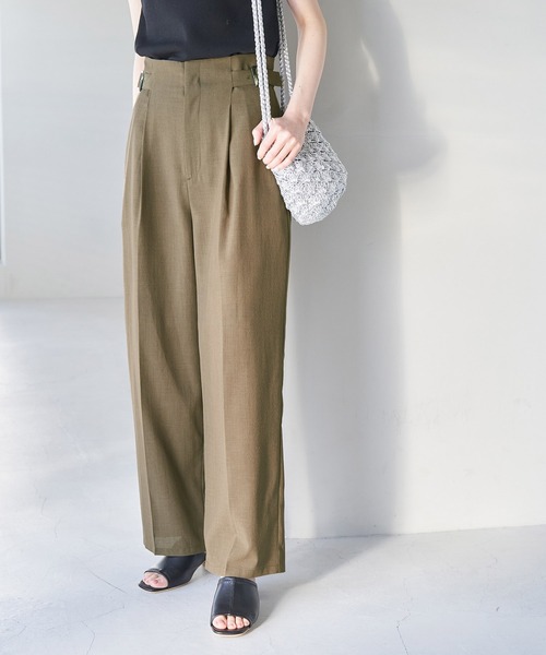 ROPE' PICNIC（ロペピクニック）の「セットアップ対応/麻調シアーハイウエストパンツ（その他パンツ・レディース・ベージュ/チャコールグレー/カーキ/ターコイズブルー・36/40/38）」の10枚目の写真