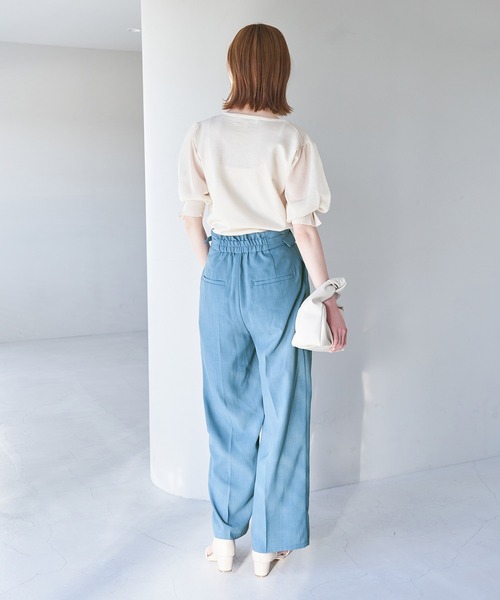 ROPE' PICNIC（ロペピクニック）の「セットアップ対応/麻調シアーハイウエストパンツ（その他パンツ・レディース・ベージュ/チャコールグレー/カーキ/ターコイズブルー・36/40/38）」の15枚目の写真