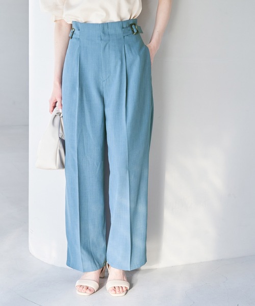 ROPE' PICNIC（ロペピクニック）の「セットアップ対応/麻調シアーハイウエストパンツ（その他パンツ・レディース・ベージュ/チャコールグレー/カーキ/ターコイズブルー・36/40/38）」の19枚目の写真