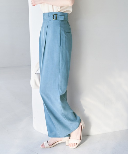 ROPE' PICNIC（ロペピクニック）の「セットアップ対応/麻調シアーハイウエストパンツ（その他パンツ・レディース・ベージュ/チャコールグレー/カーキ/ターコイズブルー・36/40/38）」の6枚目の写真