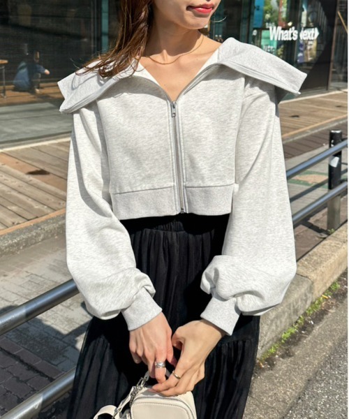 OLIVE des OLIVE(オリーブデオリーブ)の「セーラーカラージップアップスウェット(パーカー・レディース・オフホワイト/オートミール/ホワイト系その他・FREE)」の12枚目の写真
