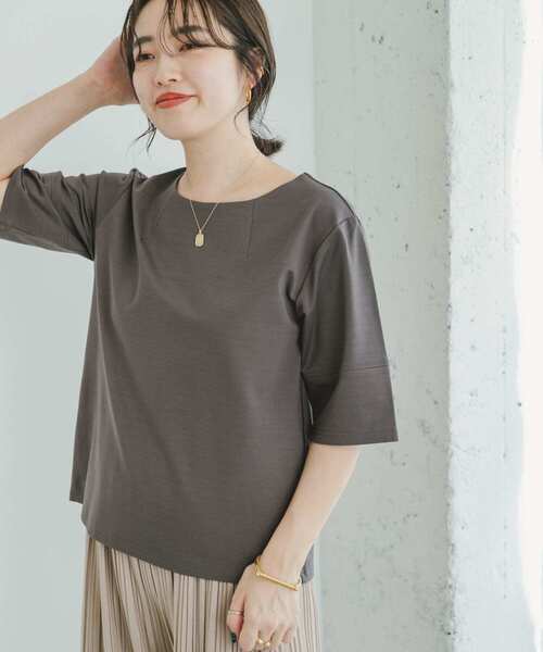 ITEMS URBANRESEARCH（アイテムズ アーバンリサーチ）の「ストレッチハンソデTシャツ（Tシャツ/カットソー・レディース・オフホワイト/ブラック/ブルー/モカ/ブラウン系その他・FREE）」の4枚目の写真