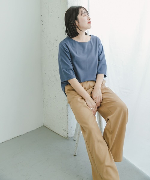 ITEMS URBANRESEARCH（アイテムズ アーバンリサーチ）の「ストレッチハンソデTシャツ（Tシャツ/カットソー・レディース・オフホワイト/ブラック/ブルー/モカ/ブラウン系その他・FREE）」の9枚目の写真