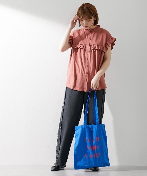 Le temps riche（ルタンリッシュ）の「前後２ＷＡＹフリルブラウス風トップス ＜Le temps riche＞（Tシャツ/カットソー・レディース・ホワイト/ブラック/カーキ/ピンク・M～Ｌ）」の18枚目の写真