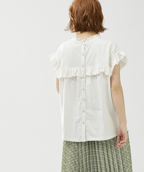 Le temps riche（ルタンリッシュ）の「前後２ＷＡＹフリルブラウス風トップス ＜Le temps riche＞（Tシャツ/カットソー・レディース・ホワイト/ブラック/カーキ/ピンク・M～Ｌ）」の20枚目の写真