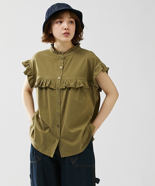 Le temps riche（ルタンリッシュ）の「前後２ＷＡＹフリルブラウス風トップス ＜Le temps riche＞（Tシャツ/カットソー・レディース・ホワイト/ブラック/カーキ/ピンク・M～Ｌ）」の17枚目の写真