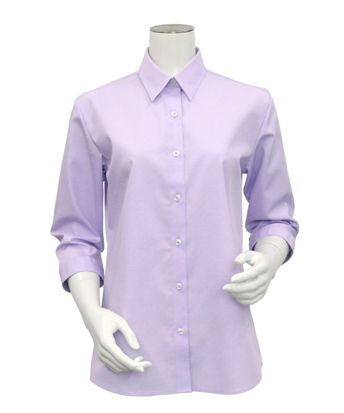 TOKYO SHIRTS（トウキョウシャツ）の「形態安定ノーアイロン レギュラー 七分袖ビジネスワイシャツ（ビジネスシャツ・レディース・パープル・S/M/L/LL/XL）」の5枚目の写真