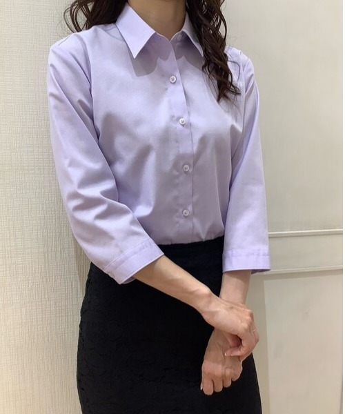 TOKYO SHIRTS（トウキョウシャツ）の「形態安定ノーアイロン レギュラー 七分袖ビジネスワイシャツ（ビジネスシャツ・レディース・パープル・S/M/L/LL/XL）」の9枚目の写真