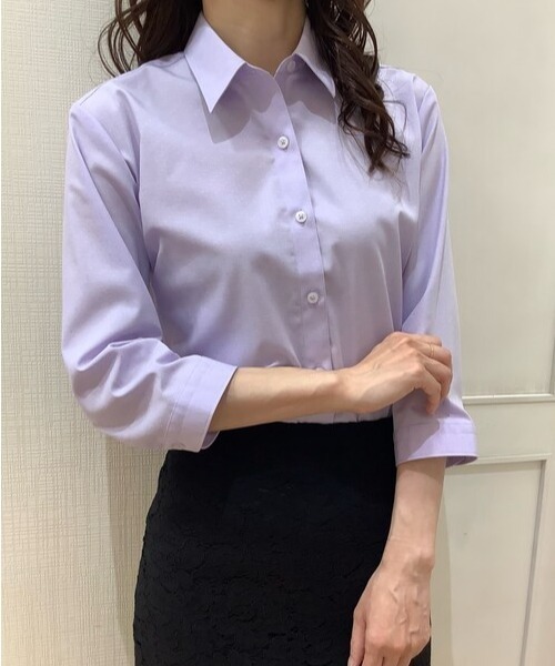 TOKYO SHIRTS（トウキョウシャツ）の「形態安定ノーアイロン レギュラー 七分袖ビジネスワイシャツ（ビジネスシャツ・レディース・パープル・S/M/L/LL/XL）」の8枚目の写真