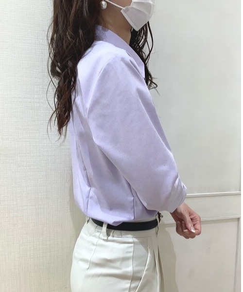 TOKYO SHIRTS（トウキョウシャツ）の「形態安定ノーアイロン レギュラー 七分袖ビジネスワイシャツ（ビジネスシャツ・レディース・パープル・S/M/L/LL/XL）」の6枚目の写真