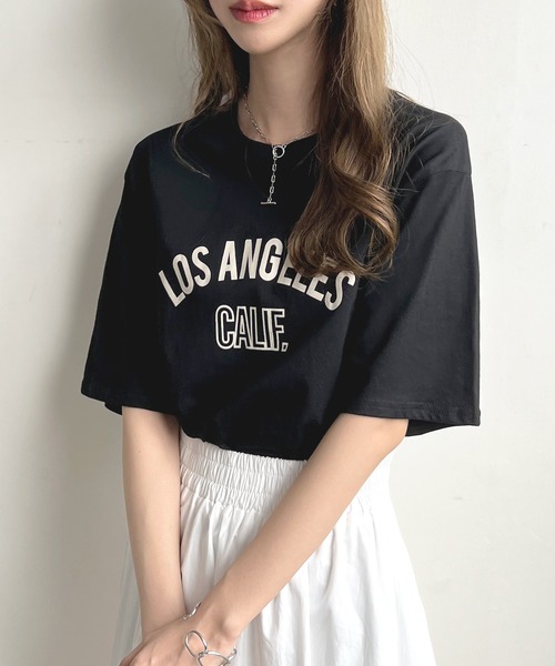 Futier land(フューティアランド)の「【綿100%】ロサンゼルスロゴTシャツ(Tシャツ/カットソー・レディース・ホワイト/ブラック/ブラウン・FREE)」の2枚目の写真