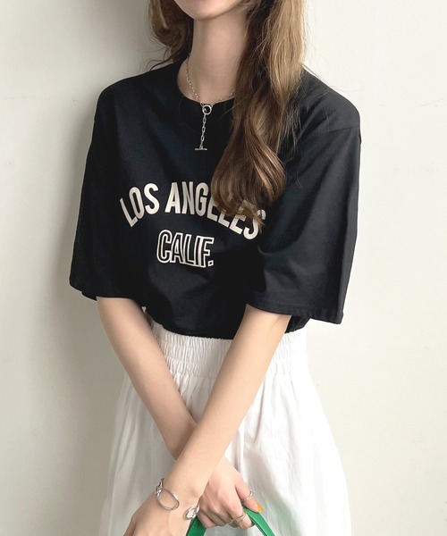 Futier land(フューティアランド)の「【綿100%】ロサンゼルスロゴTシャツ(Tシャツ/カットソー・レディース・ホワイト/ブラック/ブラウン・FREE)」の16枚目の写真