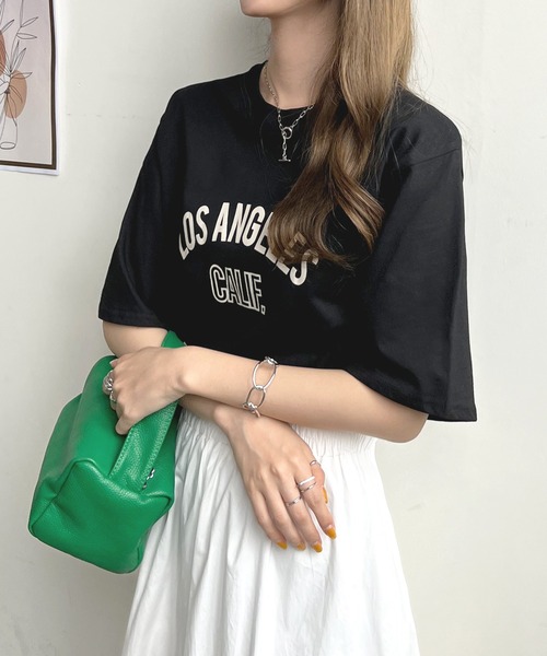 Futier land(フューティアランド)の「【綿100%】ロサンゼルスロゴTシャツ(Tシャツ/カットソー・レディース・ホワイト/ブラック/ブラウン・FREE)」の4枚目の写真