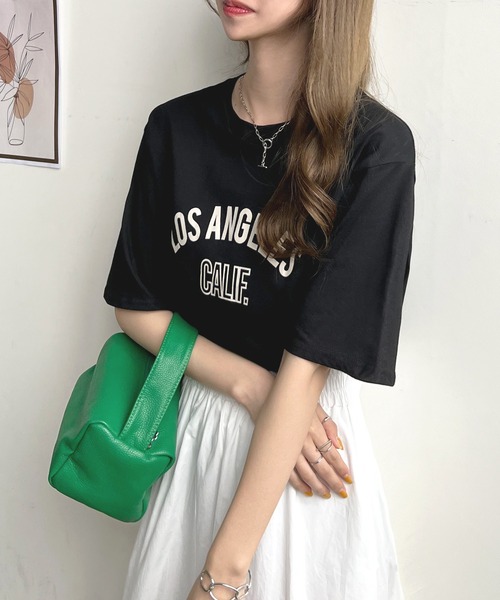 Futier land(フューティアランド)の「【綿100%】ロサンゼルスロゴTシャツ(Tシャツ/カットソー・レディース・ホワイト/ブラック/ブラウン・FREE)」の8枚目の写真