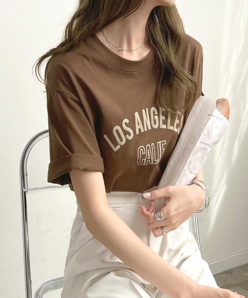 Futier land(フューティアランド)の「【綿100%】ロサンゼルスロゴTシャツ(Tシャツ/カットソー・レディース・ホワイト/ブラック/ブラウン・FREE)」の21枚目の写真