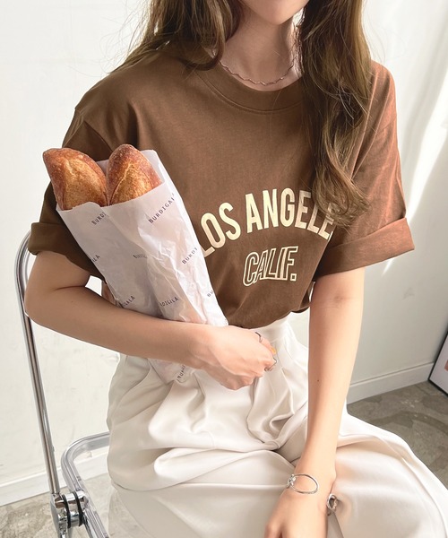 Futier land(フューティアランド)の「【綿100%】ロサンゼルスロゴTシャツ(Tシャツ/カットソー・レディース・ホワイト/ブラック/ブラウン・FREE)」の13枚目の写真