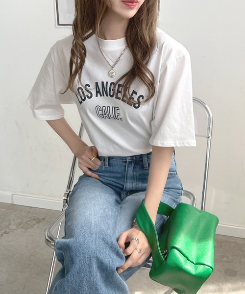 Futier land(フューティアランド)の「【綿100%】ロサンゼルスロゴTシャツ(Tシャツ/カットソー・レディース・ホワイト/ブラック/ブラウン・FREE)」の6枚目の写真