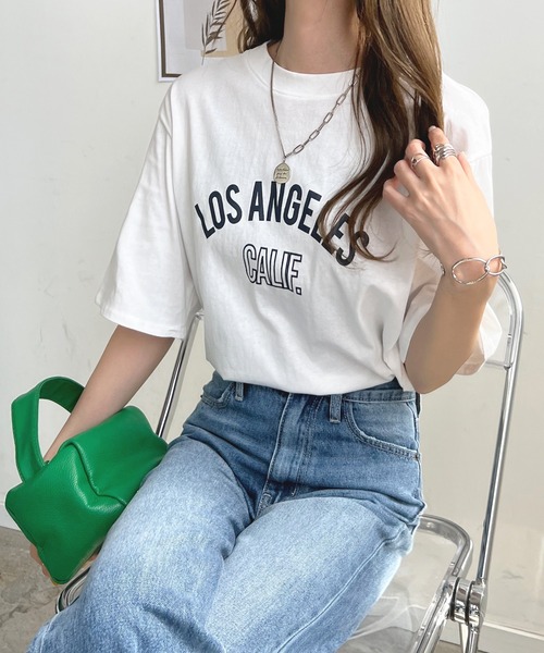 Futier land(フューティアランド)の「【綿100%】ロサンゼルスロゴTシャツ(Tシャツ/カットソー・レディース・ホワイト/ブラック/ブラウン・FREE)」の11枚目の写真