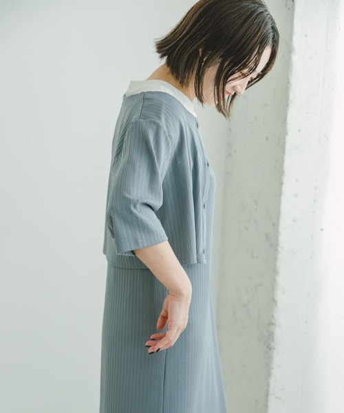ITEMS URBANRESEARCH(アイテムズ アーバンリサーチ)の「リブショートカーディガン(Tシャツ/カットソー・レディース・ブルー/ブラック・FREE)」の10枚目の写真