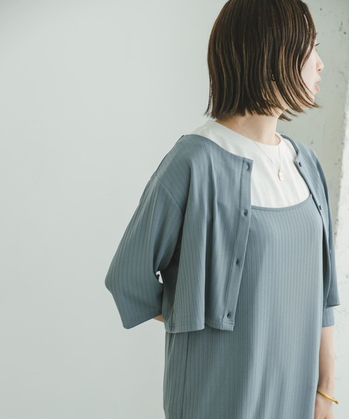 ITEMS URBANRESEARCH(アイテムズ アーバンリサーチ)の「リブショートカーディガン(Tシャツ/カットソー・レディース・ブルー/ブラック・FREE)」の11枚目の写真