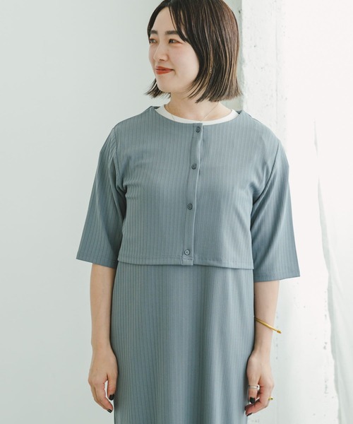 ITEMS URBANRESEARCH(アイテムズ アーバンリサーチ)の「リブショートカーディガン(Tシャツ/カットソー・レディース・ブルー/ブラック・FREE)」の15枚目の写真