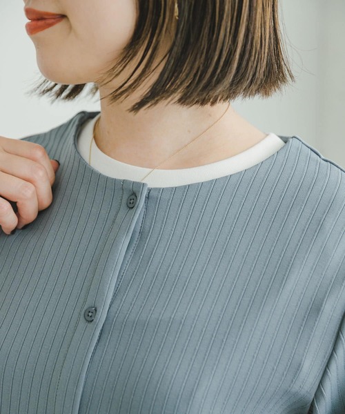 ITEMS URBANRESEARCH(アイテムズ アーバンリサーチ)の「リブショートカーディガン(Tシャツ/カットソー・レディース・ブルー/ブラック・FREE)」の18枚目の写真
