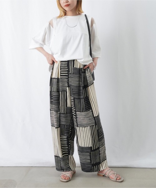 LUCA/LADY LUCK LUCA（ルカ/レディラックルカ）の「【セットアップ着用可】LC/LLL ランダムストライプ2タックイージーパンツ / ワイドパンツ（スラックス・レディース・ストライプ・FREE）」の5枚目の写真