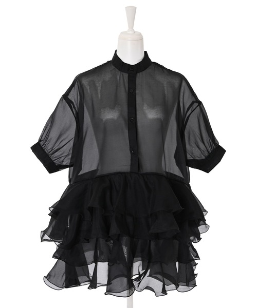 Narcissus（ナルシス）の「【Narcissus】フリルリボンシアーブラウス（シャツ/ブラウス・レディース・ブラック/グリーン・FREE）」の3枚目の写真