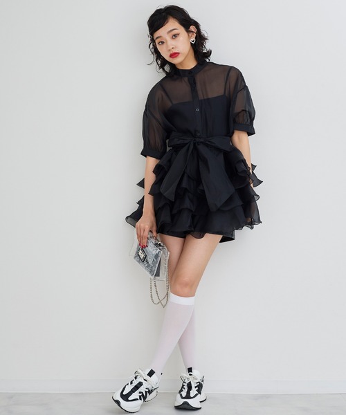 Narcissus（ナルシス）の「【Narcissus】フリルリボンシアーブラウス（シャツ/ブラウス・レディース・ブラック/グリーン・FREE）」の11枚目の写真