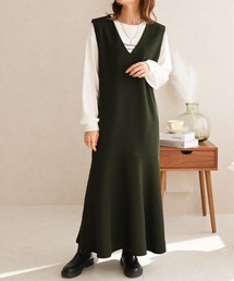 Social GIRL | Vネック フレアワンピース ロングワンピース(ワンピース)