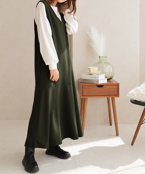 ミセス　BABEL no TOH フーディ　Lサイズ　試着のみ ティアードフレアノースリーブワンピース（ジャンパースカート