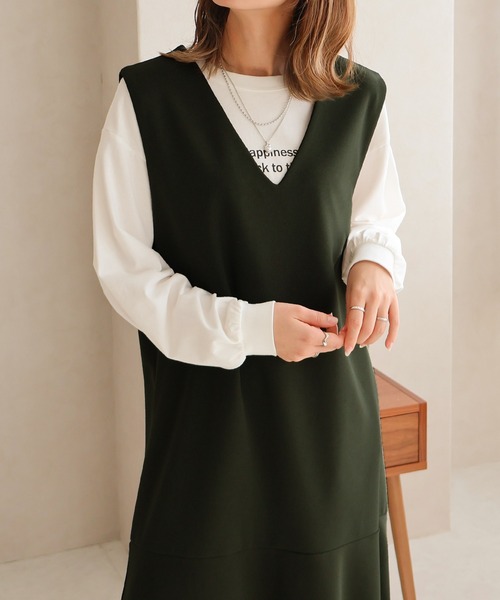 Social GIRL(ソーシャルガール)の「Vネック フレアワンピース ロングワンピース(ワンピース・レディース・ブラック/カーキ/モカ・L/M/S)」の20枚目の写真