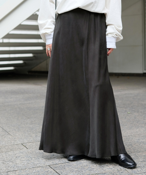 AP STUDIO(エーピーストゥディオ)の「《追加2》フィブリルキュプラスカート(スカート・レディース・カーキ/オリーブ/ブラック・36/38)」の2枚目の写真