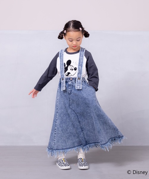 BIG FIELD（ビッグフィールド）の「フリンジサスペンダーデニムスカート（90～150cm）（スカート・キッズ・ネイビー/ライトブルー・90/100/110/120/130/140/150）」の5枚目の写真