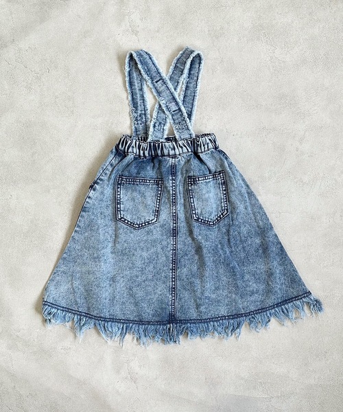 BIG FIELD（ビッグフィールド）の「フリンジサスペンダーデニムスカート（90～150cm）（スカート・キッズ・ネイビー/ライトブルー・90/100/110/120/130/140/150）」の7枚目の写真