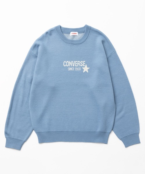 CONVERSE（コンバース）の「CONVERSE コンバース ジャガードニットプルオーバー（ニット/セーター・レディース・ブルー/チャコール・M/L）」の3枚目の写真