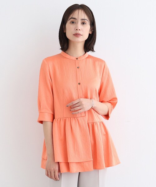 INDIVI(インディヴィ)の「◆【ティアード/アシメ】サテンプルオーバーブラウス(シャツ/ブラウス・レディース・ネイビー/オフホワイト/オレンジ・05/19/38/15 /13)」の12枚目の写真