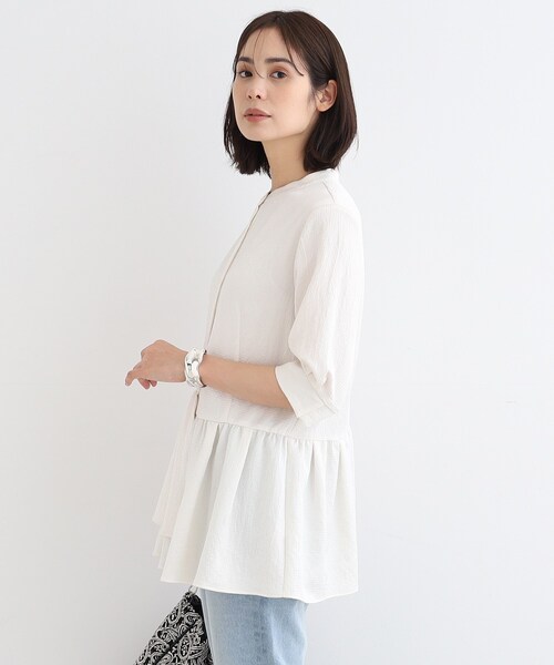 INDIVI(インディヴィ)の「◆【ティアード/アシメ】サテンプルオーバーブラウス(シャツ/ブラウス・レディース・ネイビー/オフホワイト/オレンジ・05/19/38/15 /13)」の15枚目の写真