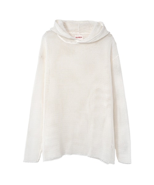 KAMIYA23aw 数回のみの着用　メッシュニット パーカー　KAMIYA セール】Mesh Hooded Long Sleeve T-shirt（スウェット