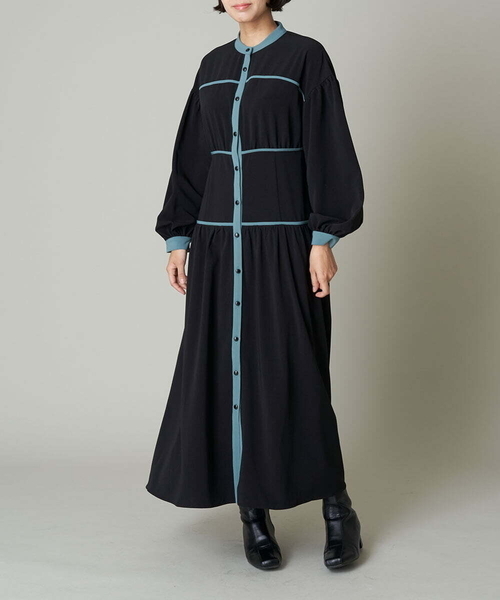 A de a.v.v（アードアー・ヴェ・ヴェ）の「バイカラーパイピングAラインワンピ（ワンピース・レディース・ブラック/ベージュ・36/38）」の7枚目の写真