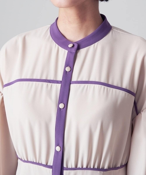 A de a.v.v（アードアー・ヴェ・ヴェ）の「バイカラーパイピングAラインワンピ（ワンピース・レディース・ブラック/ベージュ・36/38）」の12枚目の写真