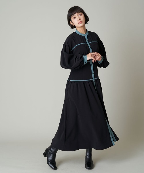 A de a.v.v（アードアー・ヴェ・ヴェ）の「バイカラーパイピングAラインワンピ（ワンピース・レディース・ブラック/ベージュ・36/38）」の17枚目の写真