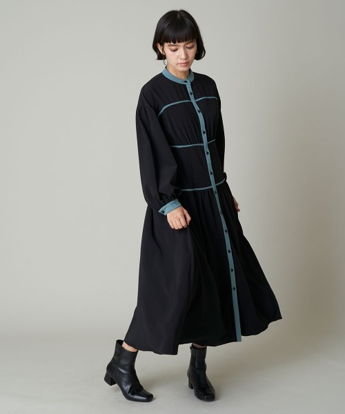 A de a.v.v（アードアー・ヴェ・ヴェ）の「バイカラーパイピングAラインワンピ（ワンピース・レディース・ブラック/ベージュ・36/38）」の18枚目の写真