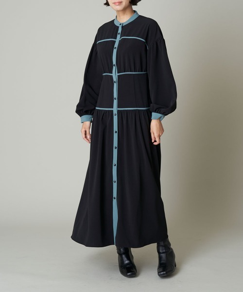 A de a.v.v（アードアー・ヴェ・ヴェ）の「バイカラーパイピングAラインワンピ（ワンピース・レディース・ブラック/ベージュ・36/38）」の20枚目の写真