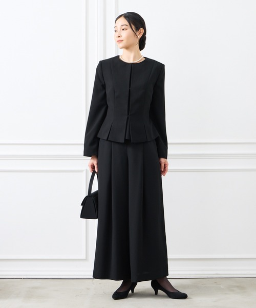 セール】【喪服・礼服】ノーカラーボックスタックブラック
