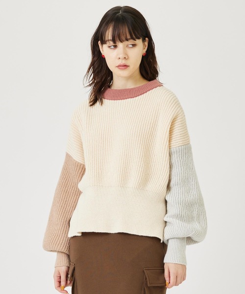 MILKFED.(ミルクフェド)の「PANELED KNIT TOP(ニット/セーター・レディース・グリーン/ライトピンク・ONE SIZE)」の20枚目の写真