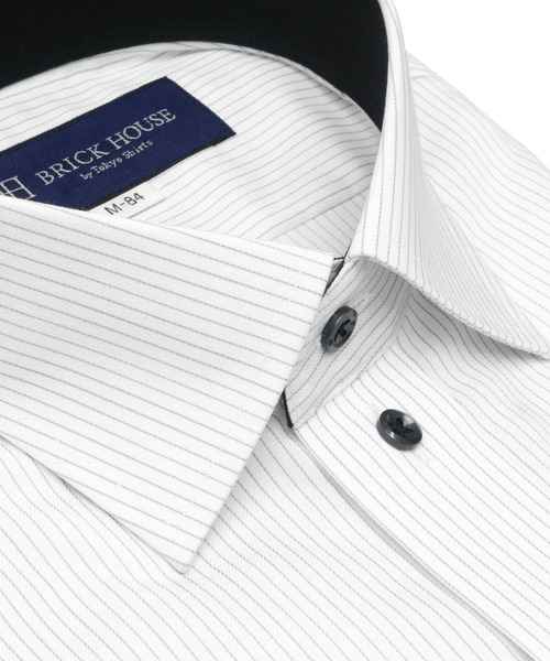 TOKYO SHIRTS（トウキョウシャツ）の「LENZING(TM)ECOVERO(TM)　形態安定ノーアイロン ワイド 長袖ビジネスワイシャツ（ビジネスシャツ・メンズ・グレー・首回り42cm-裄丈82cm/首回り43cm-裄丈82cm/首回り41cm-裄丈86cm/首回り42cm-裄丈86cm/首回り39cm-裄丈80cm/首回り39cm-裄丈84cm/首回り43cm-裄丈86cm/首回り41cm-裄丈82cm/首回り37cm-裄丈80cm/首回り37cm-裄丈84cm）」の2枚目の写真